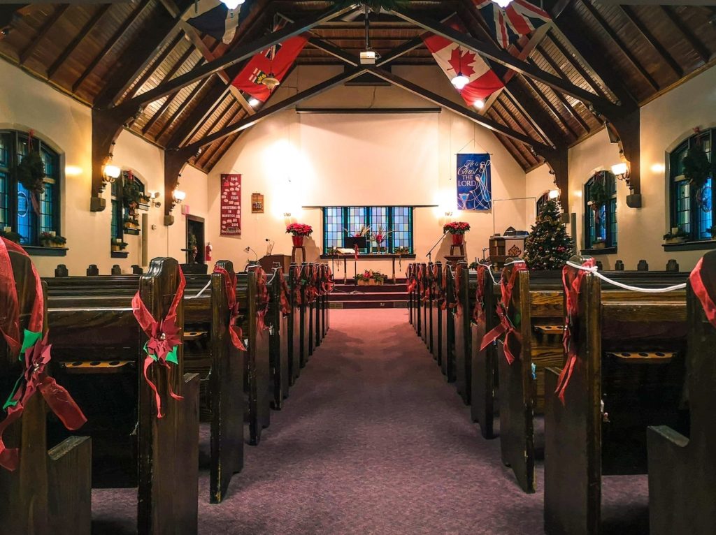 Knox Presbyterian Church set up for Christmas.